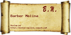 Barber Melina névjegykártya